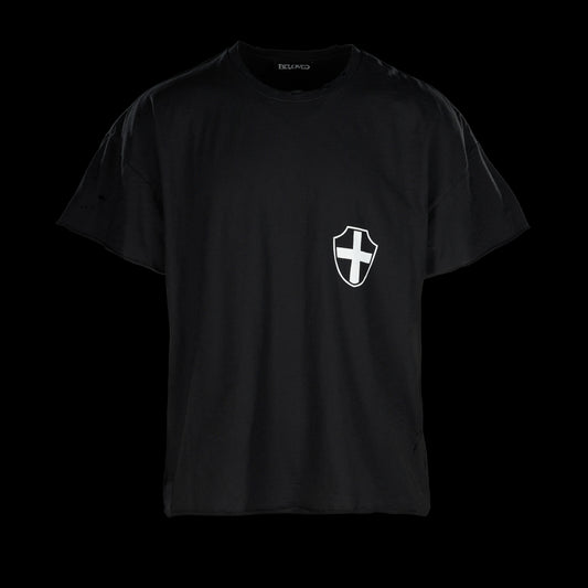 hand distressed religious shirt